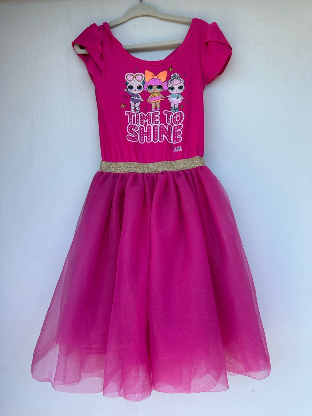 L.O.L. Surprise! Hot Pink Tulle Tutu Dress with Gold Waistband